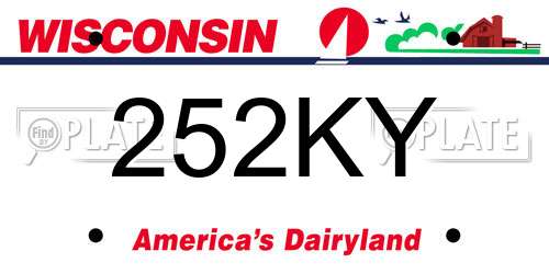 252KY Wisconsin License Plate