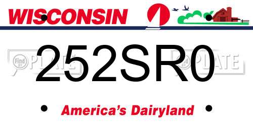 252SR0 Wisconsin License Plate