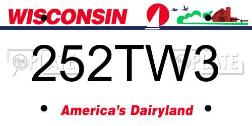 252TW3 Wisconsin License Plate