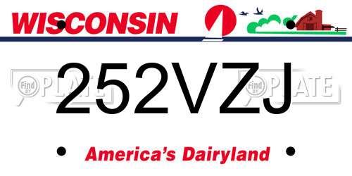 252VZJ Wisconsin License Plate