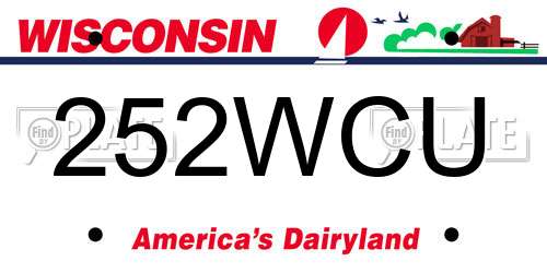 252WCU Wisconsin License Plate