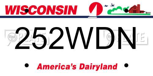 252WDN Wisconsin License Plate