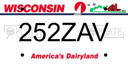 252ZAV Wisconsin License Plate