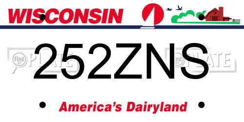 252ZNS Wisconsin License Plate