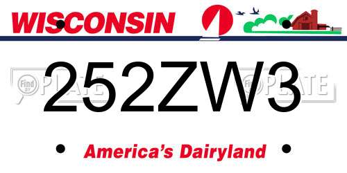 252ZW3 Wisconsin License Plate