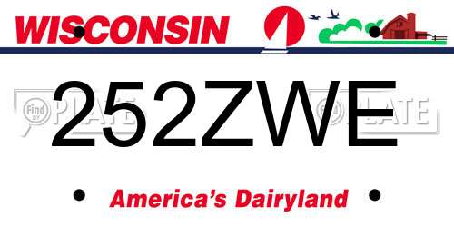 252ZWE Wisconsin License Plate