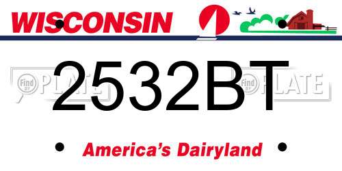 2532BT Wisconsin License Plate