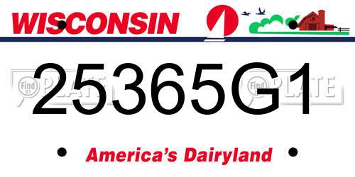 25365G1 Wisconsin License Plate