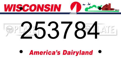 253784 Wisconsin License Plate