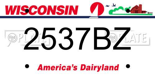 2537BZ Wisconsin License Plate