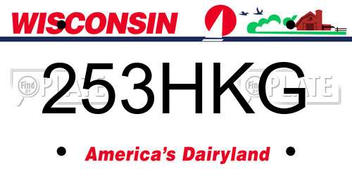 253HKG Wisconsin License Plate