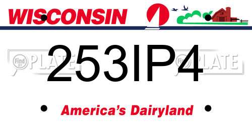 253IP4 Wisconsin License Plate