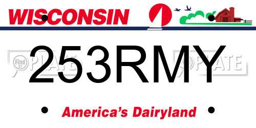 253RMY Wisconsin License Plate