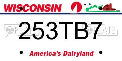253TB7 Wisconsin License Plate
