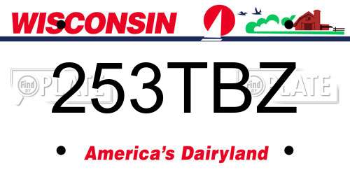 253TBZ Wisconsin License Plate