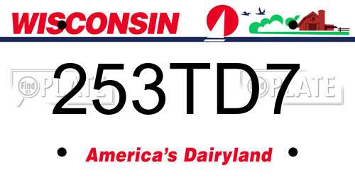 253TD7 Wisconsin License Plate