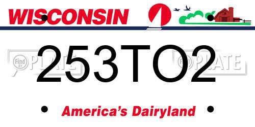 253TO2 Wisconsin License Plate