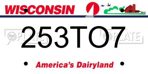253TO7 Wisconsin License Plate