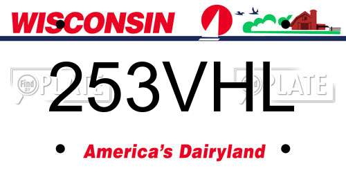253VHL Wisconsin License Plate
