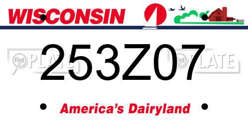 253Z07 Wisconsin License Plate