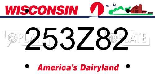 253Z82 Wisconsin License Plate