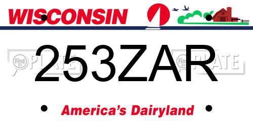 253ZAR Wisconsin License Plate