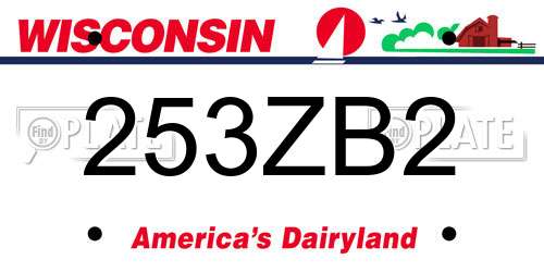 253ZB2 Wisconsin License Plate
