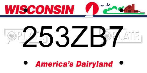 253ZB7 Wisconsin License Plate