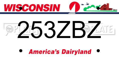253ZBZ Wisconsin License Plate