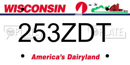 253ZDT Wisconsin License Plate