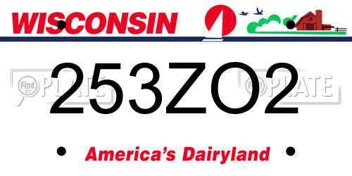 253ZO2 Wisconsin License Plate