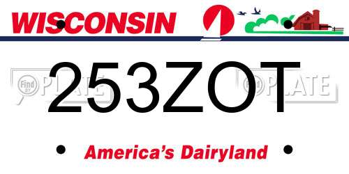253ZOT Wisconsin License Plate
