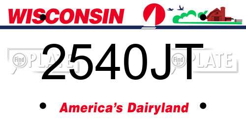 2540JT Wisconsin License Plate