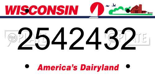 2542432 Wisconsin License Plate