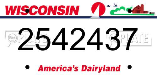 2542437 Wisconsin License Plate