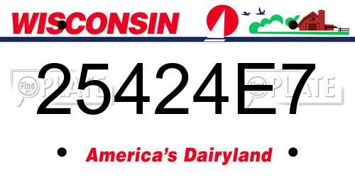 25424E7 Wisconsin License Plate