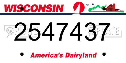 2547437 Wisconsin License Plate
