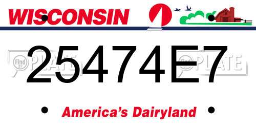 25474E7 Wisconsin License Plate