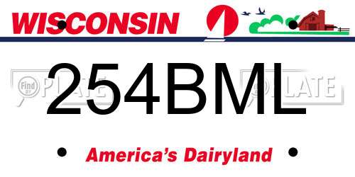 254BML Wisconsin License Plate