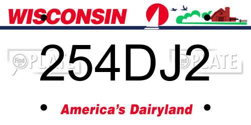 254DJ2 Wisconsin License Plate