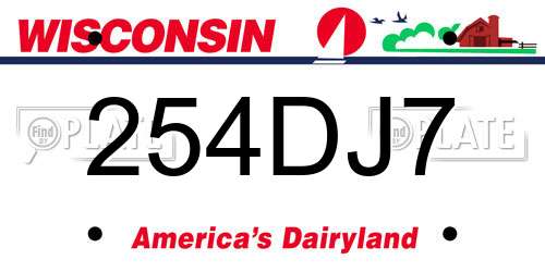 254DJ7 Wisconsin License Plate