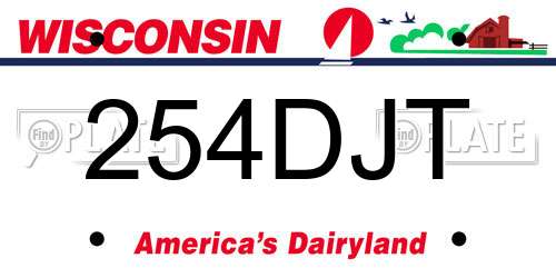 254DJT Wisconsin License Plate