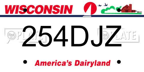 254DJZ Wisconsin License Plate