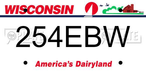 254EBW Wisconsin License Plate