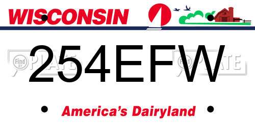 254EFW Wisconsin License Plate