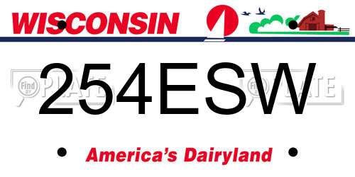 254ESW Wisconsin License Plate