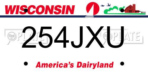 254JXU Wisconsin License Plate