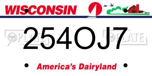 254OJ7 Wisconsin License Plate