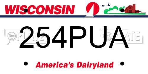 254PUA Wisconsin License Plate