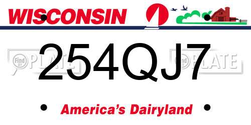 254QJ7 Wisconsin License Plate